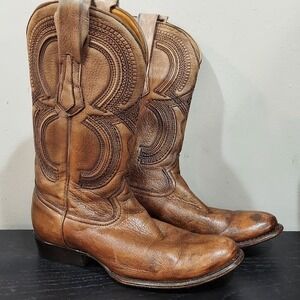 Cuadra Western Cowboy Boots Mens Size 9.5 Deer Leather Soft Brown Stitching
